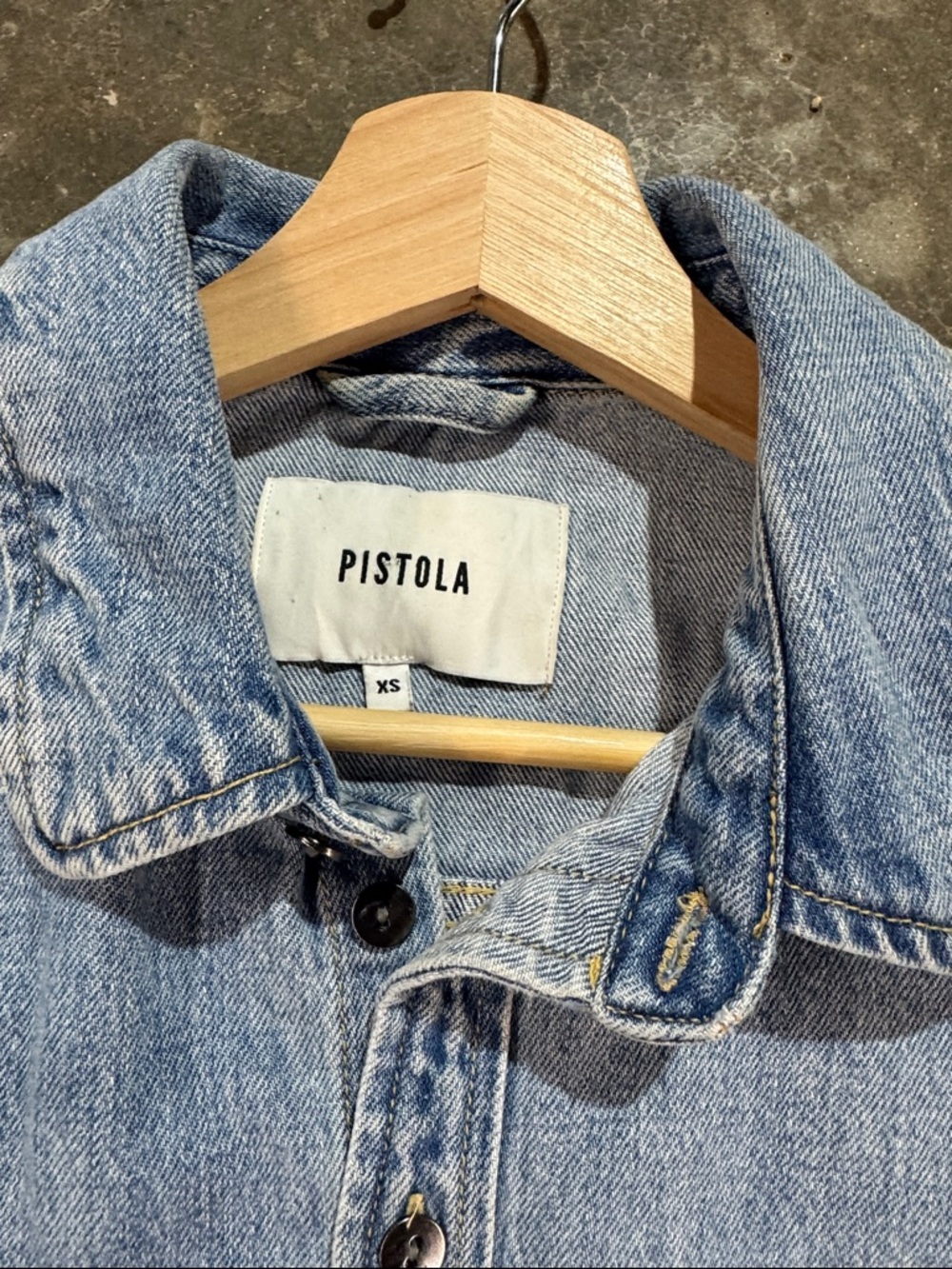 PISTOLA Hensley Shrunken Cropped Denim Jacket Raw Hem P5061KEE Blue Size XS - Picture 2 of 5